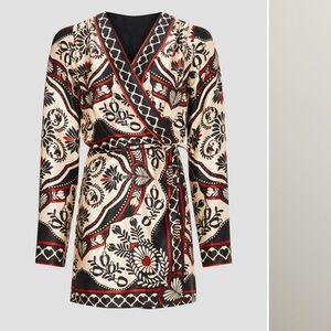 FARM Rio Black and Red Patterned Mini Dress